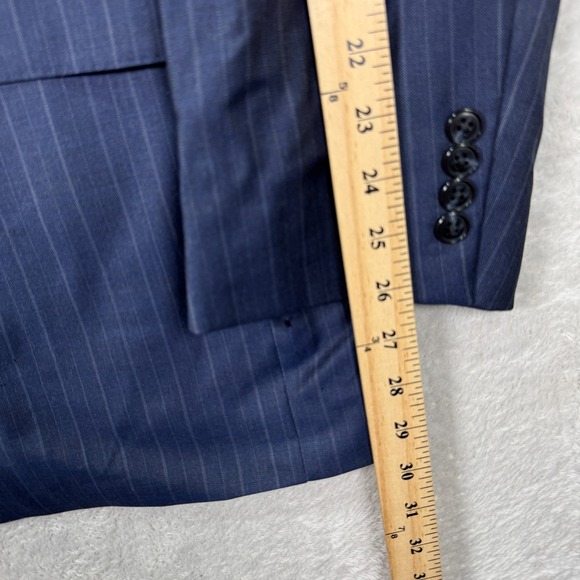 Jos A Bank Reserve Blazer Jacket Mens 48L Tailored Fit Navy Striped Wool Classic - Picture 11 of 15